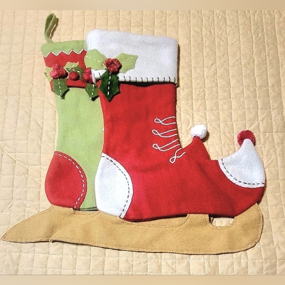 The company store very unique ice skate christmas stockings - Picture 1 of 10